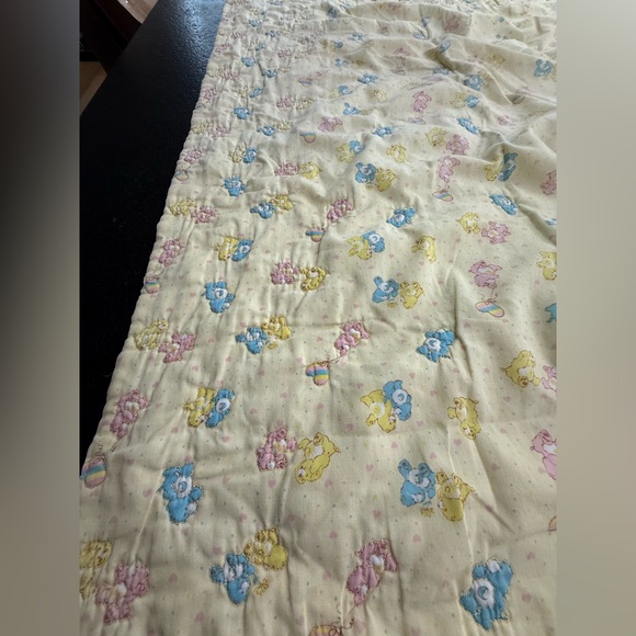 Vintage Care Bears Yellow Quilt Baby Blanket / Crib Blanket - Picture 9 of 11